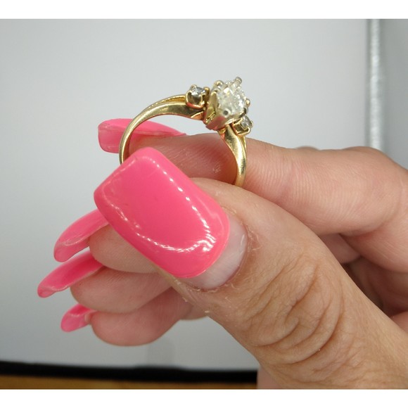 14kt Gold Marquise Diamond Engagement Ring - Picture 5 of 10